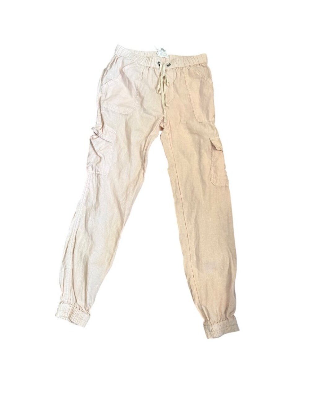 Nicole Miller 100 % Linen Cargo Pull on Jogger Pants Women XS Coastal boho chic